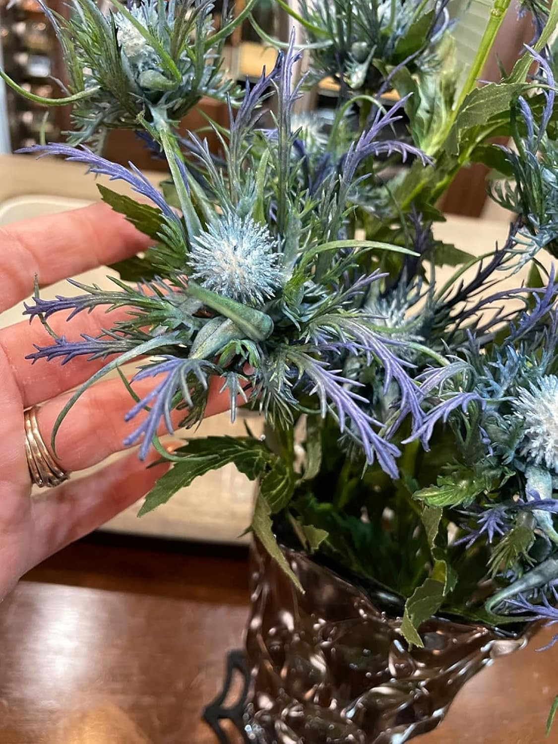 Real Touch Blue Thistle Flowers – 8 Stems Rustic Eryngium Decor for Weddings