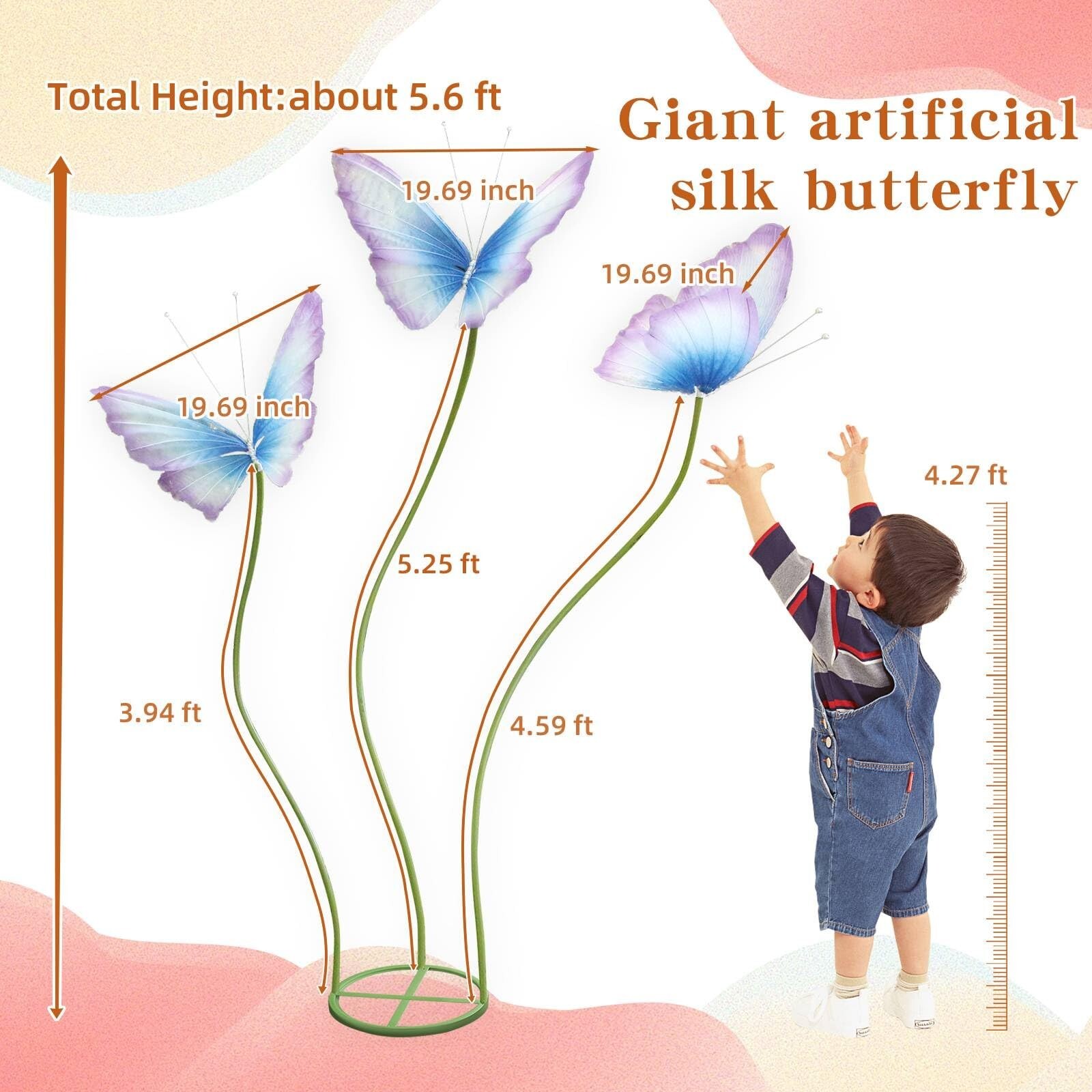 3Pcs Large Silk Butterfly Decorations,Big Butterfly Decoration with Standing …