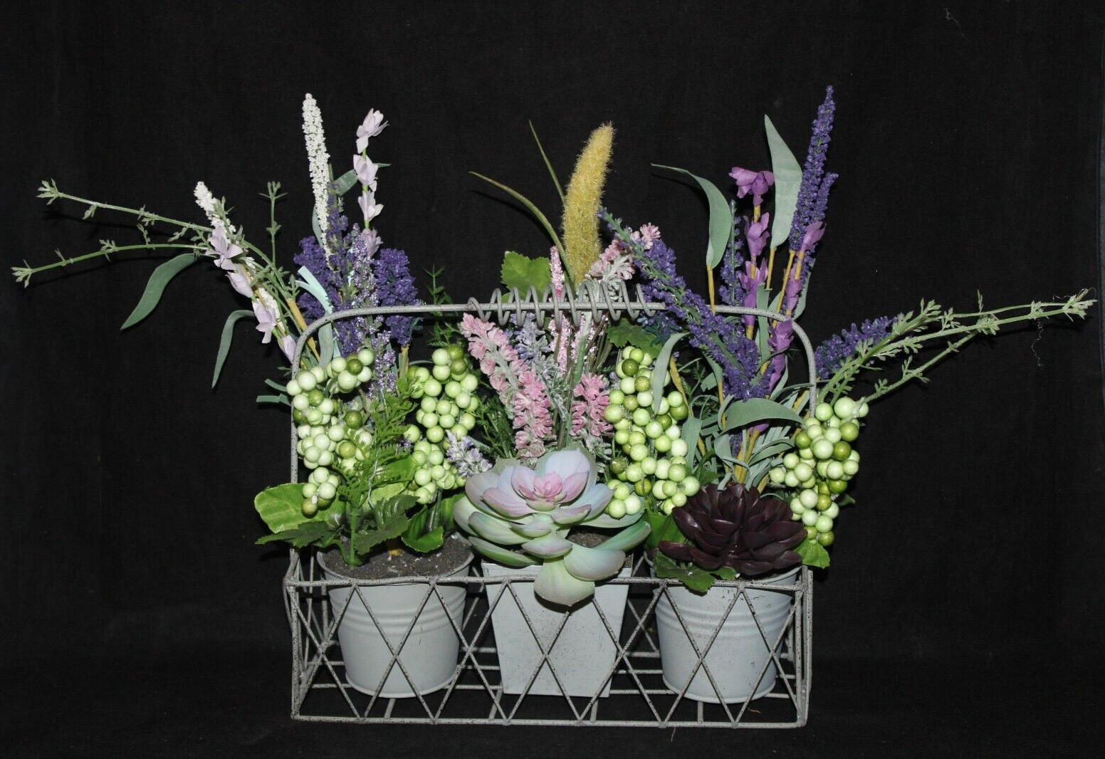 Mixed Artificial Succulent Arrangement in Metal Planter
