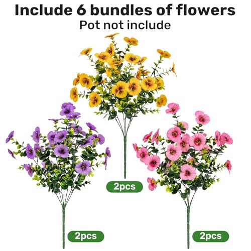 17 Inch Artificial Faux Pansy Flowers for Light Purple,pink,dark Yellow