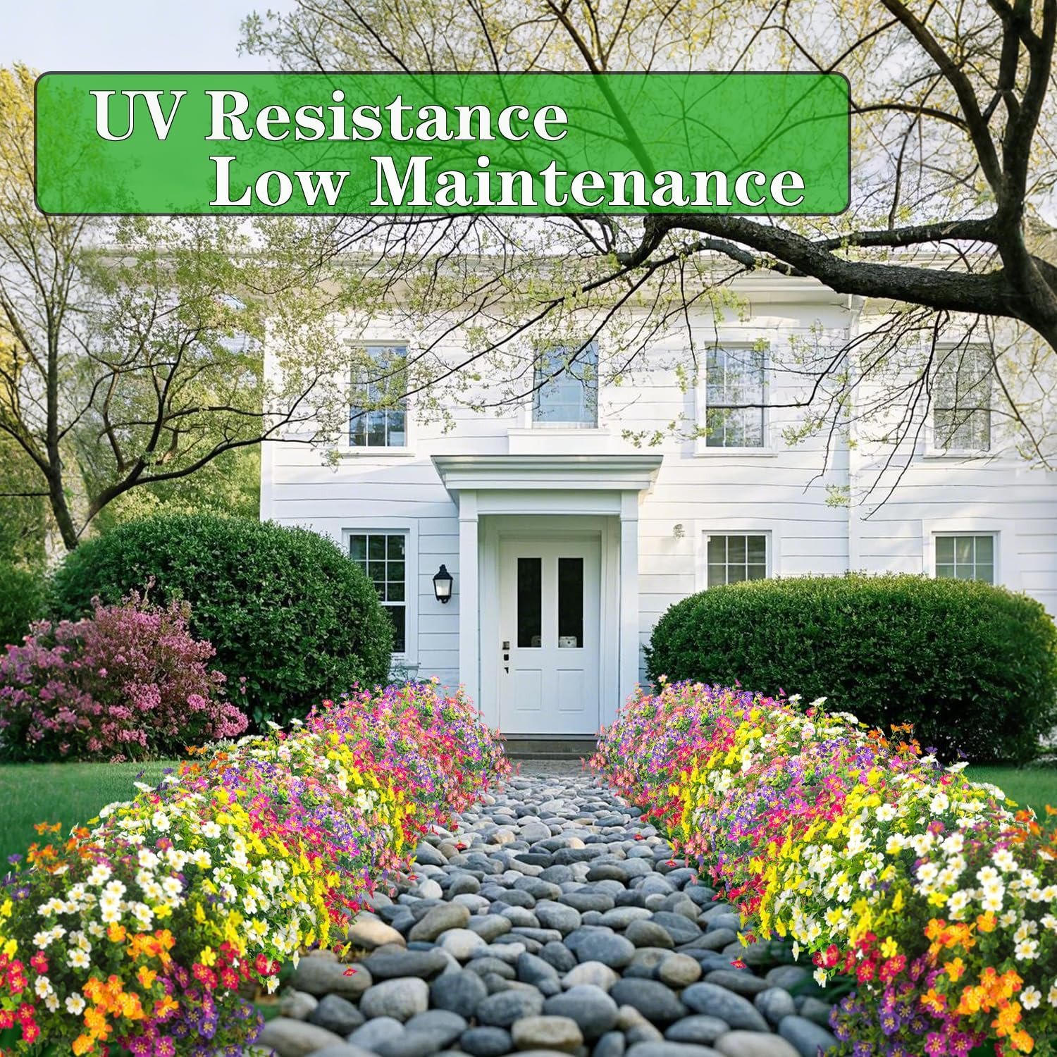 Outdoor Artificial Flowers UV Resistant & Fade Proof, 12 Pack Realistic Fake Flo
