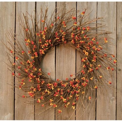 Primitive Farmhouse RUSTIC FALL BITTERSWEET WREATH Twiggy Sunburst 20″