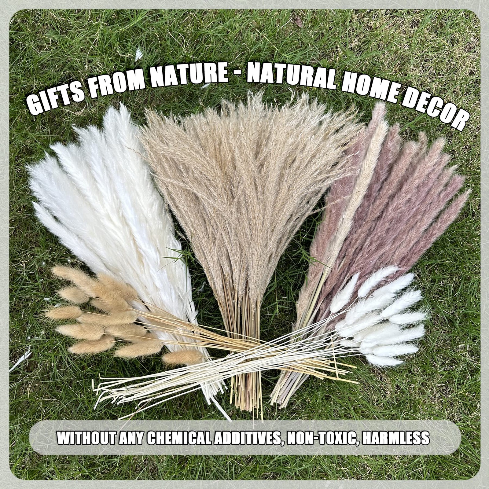 Pampas Grass Boho Home Decor 150Pcs 17-inch Natural Dried Flowers-Pampas Gras…