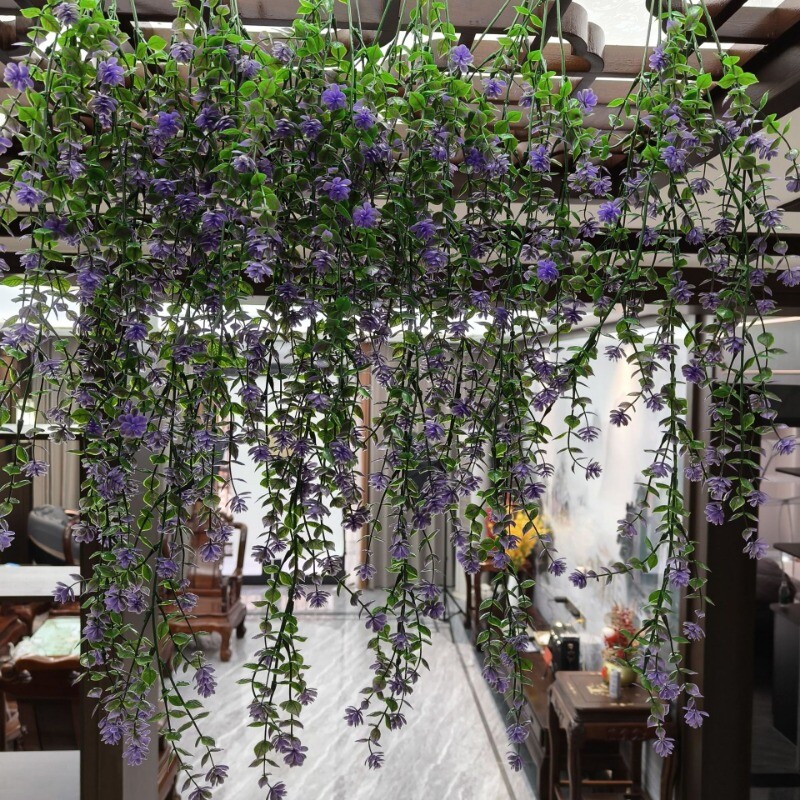 4PCS DIY Simulation Plants Plastic Flower Rattan Wall Hanging Ceiling Home Decor
