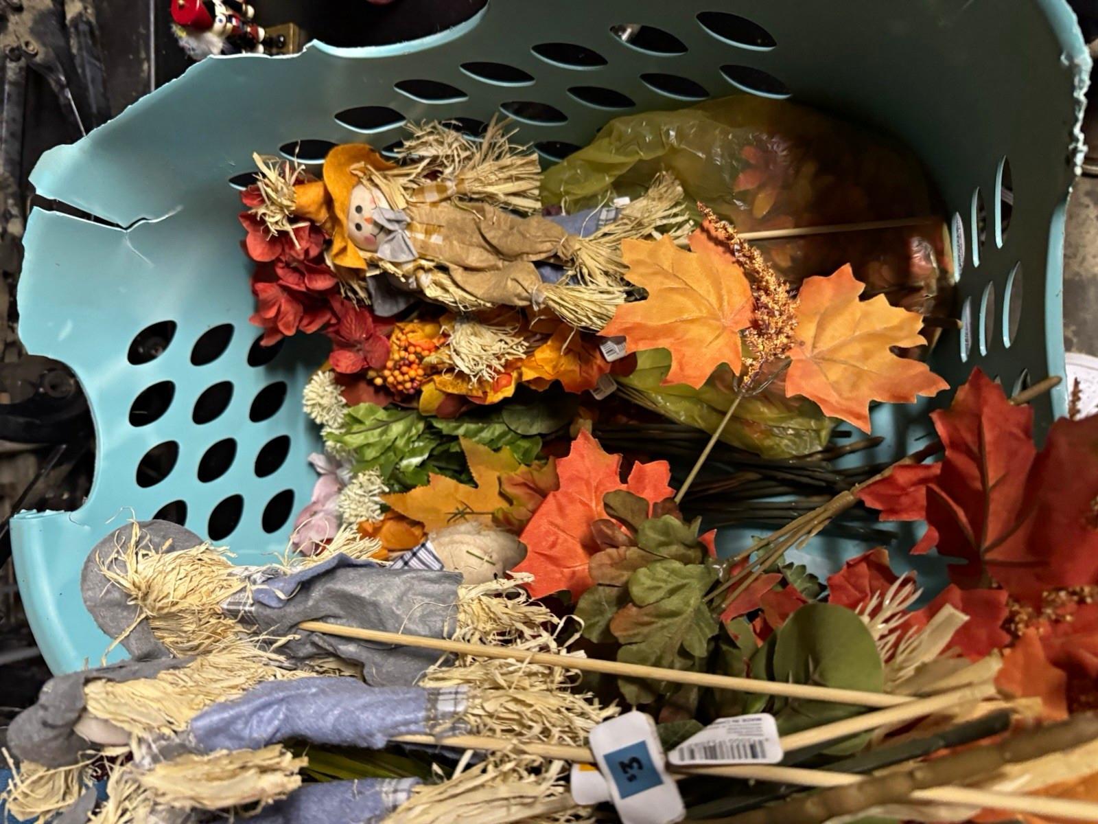 Artificial Fall Floral Picks & Twig Stems, Multicolor Plastic Maple Leaves