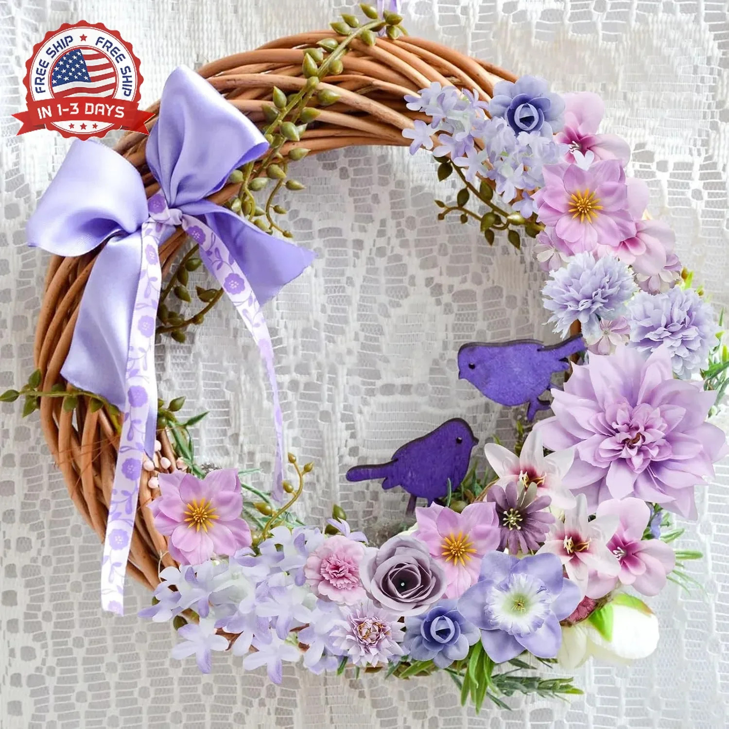 QUOZUO Artificial Flower Heads, Mini Silk Roses Peonies Daisy Purple Floral Fake