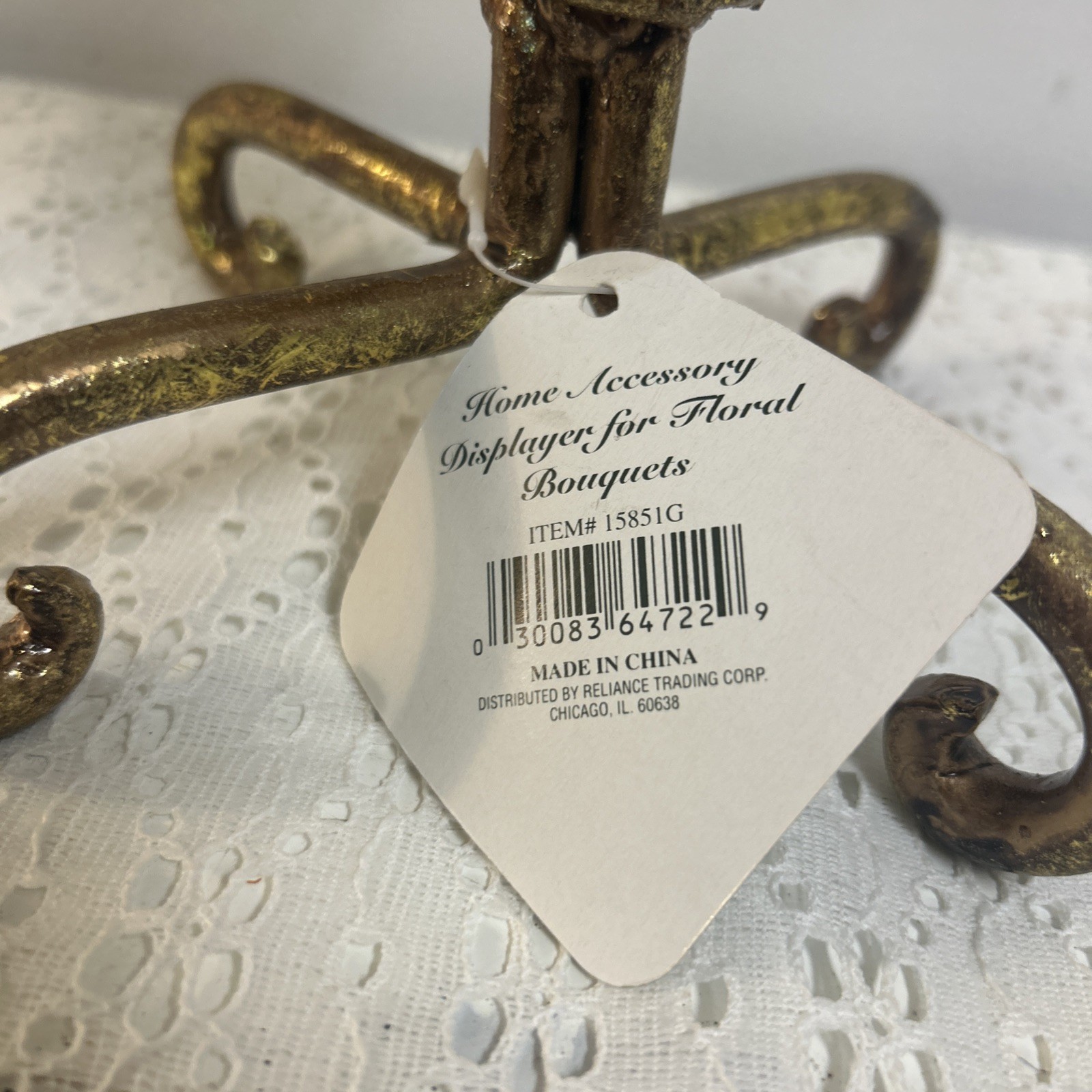 New French Bouquet Holder Home Accessory Displayer Aged Gold Tone Metal Wedding