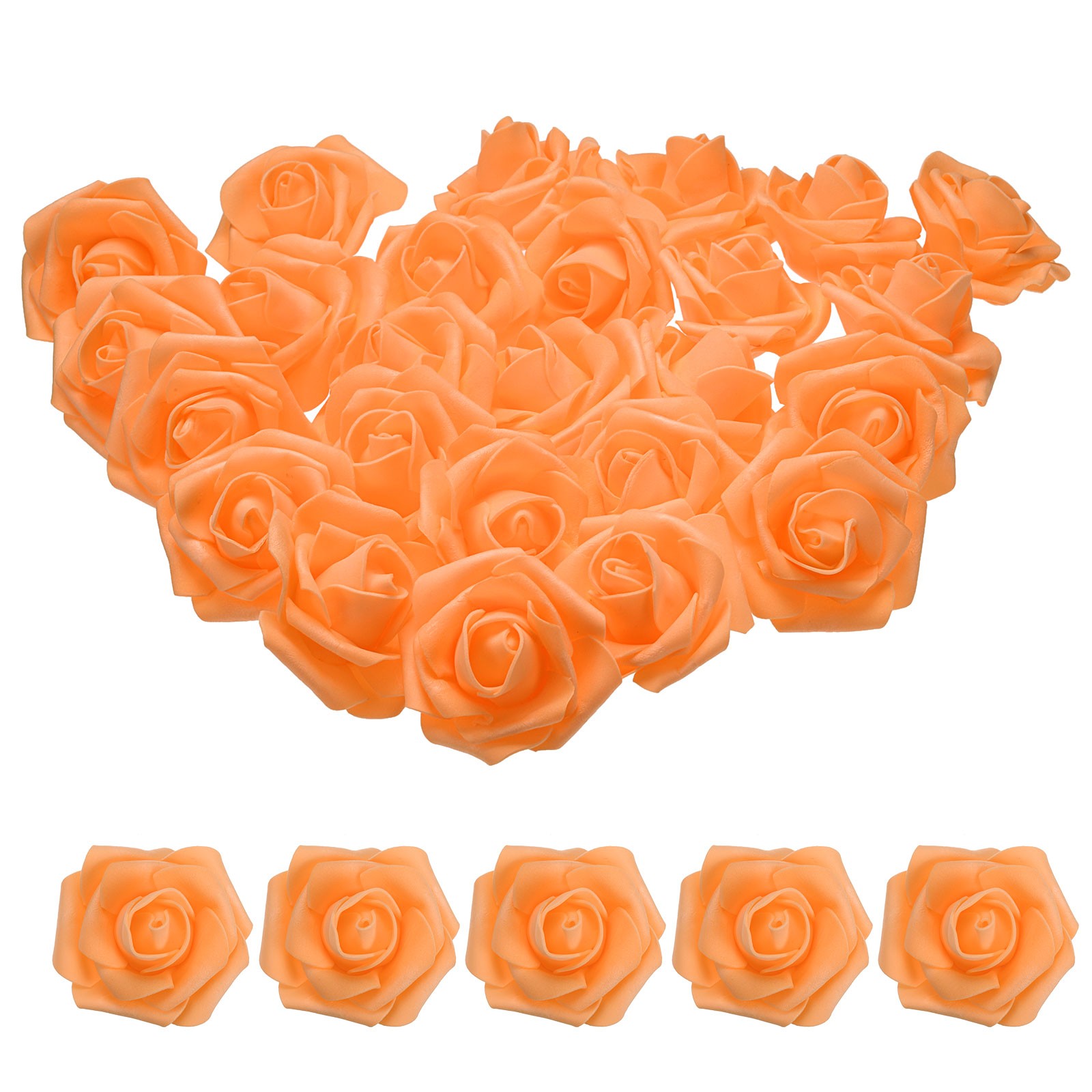 100pcs Foam Rose Heads 6-7 Cm for DIY Crafts Accessories, Orange