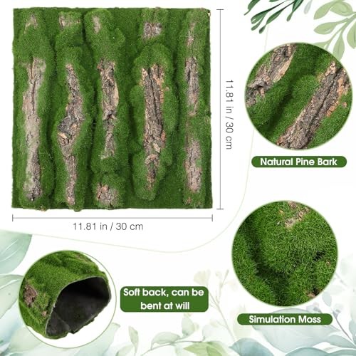 Packs Artificial Moss Bark 11.8 x 11.8 inches Tree Plants Bark DIY for Tree 2