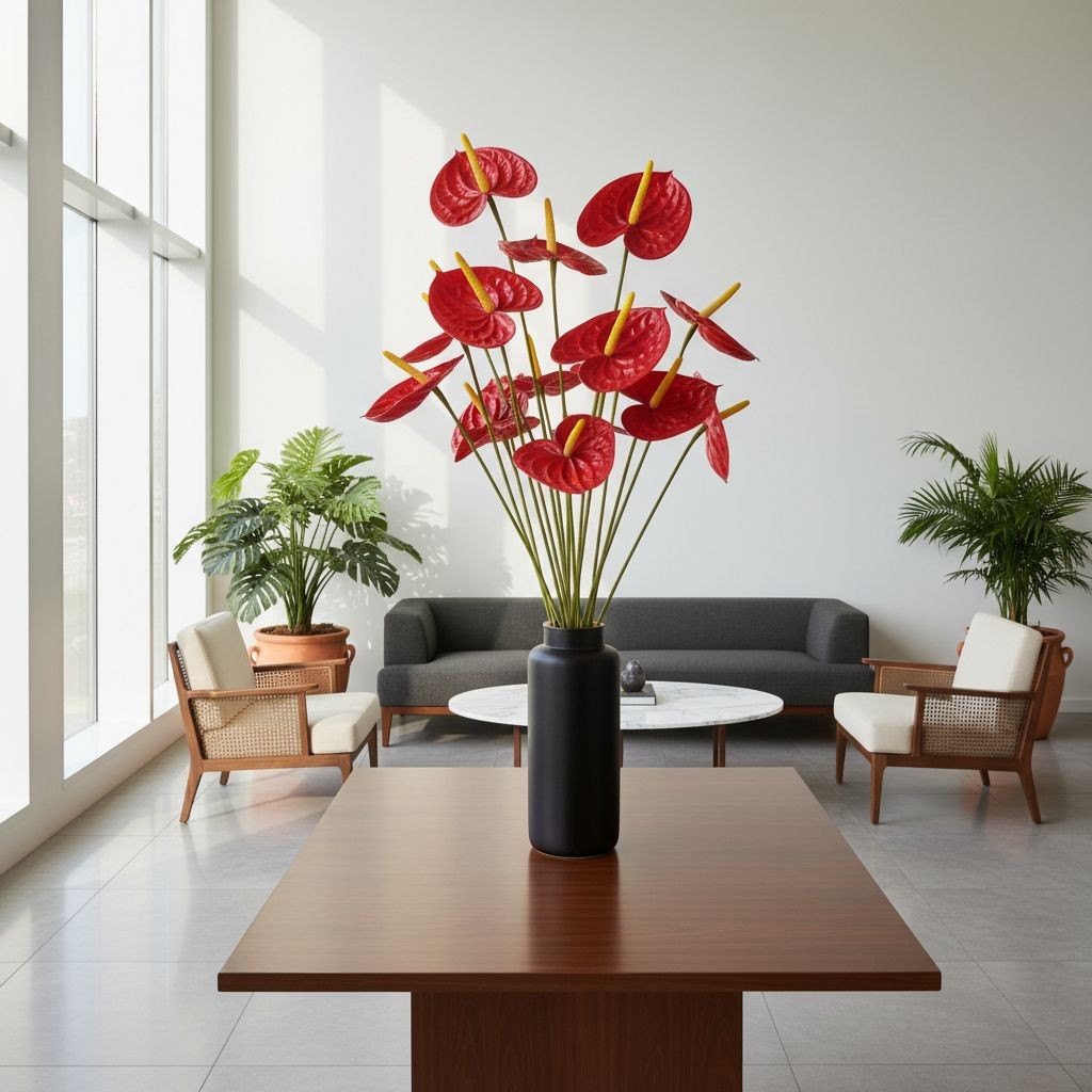 Red Artificial Anthurium Stems 23 Inch Faux Tropical Flowers Modern Home Decor