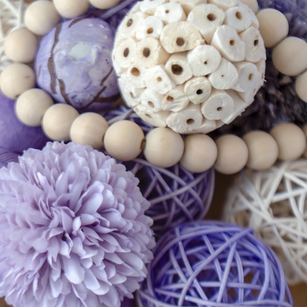 Purple Decorative Balls for Bowls,Assorted Vase Filler for Centerpieces,Wicker R