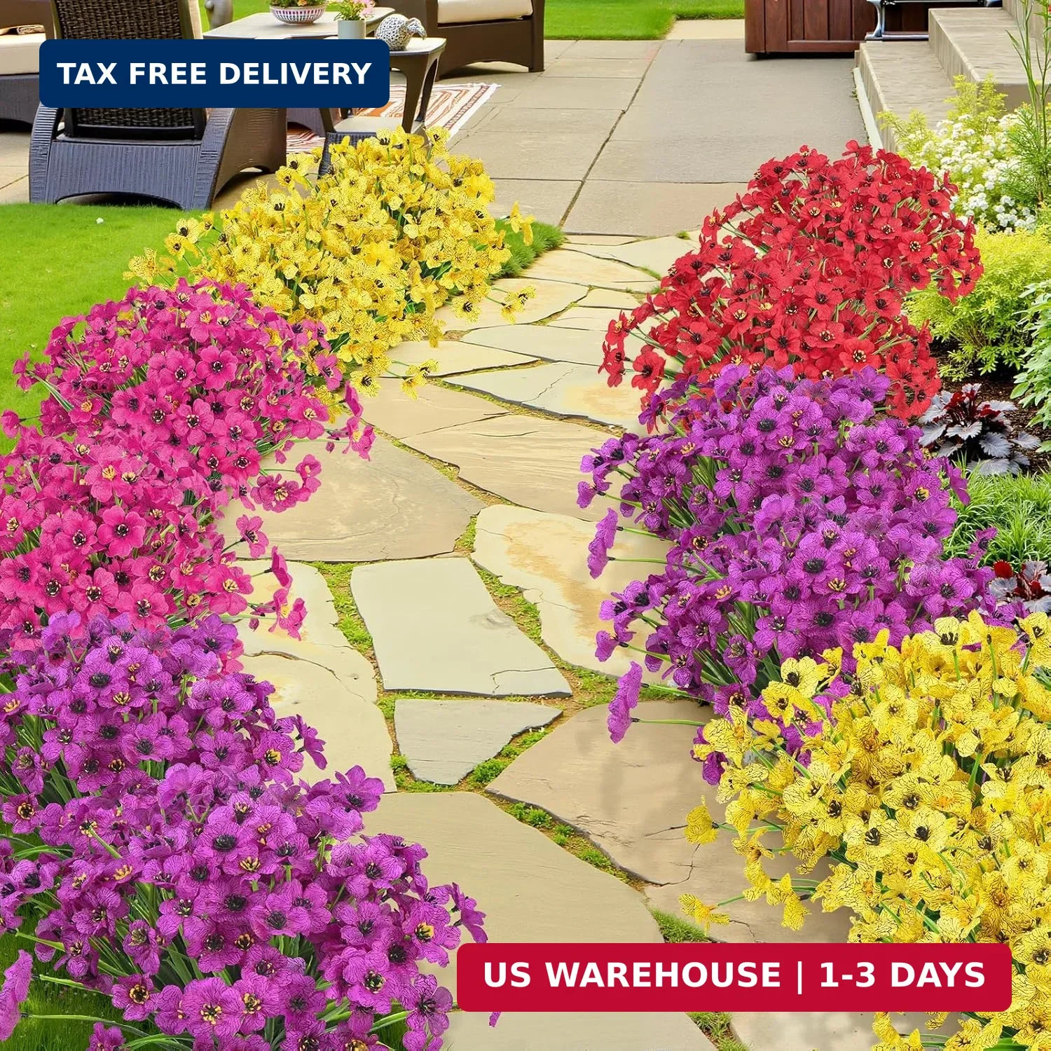 Ouddy Decor 12 Bundles Artificial Flowers for Outdoors Fake Silk Flowers UV Resi
