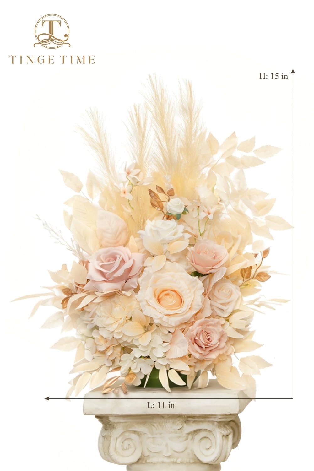 Free-Standing Artificial Flower Set of 2, Table Centerpiece with Rubber Pad, …