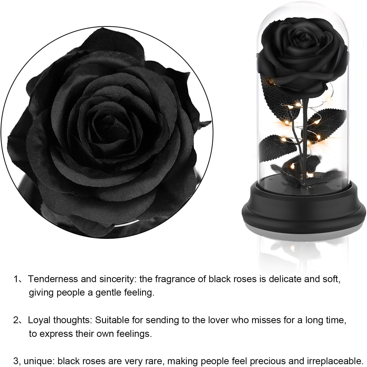 Forever Preserved Black Rose Birthday Gifts for Women,Eternal Flower Gifts for M
