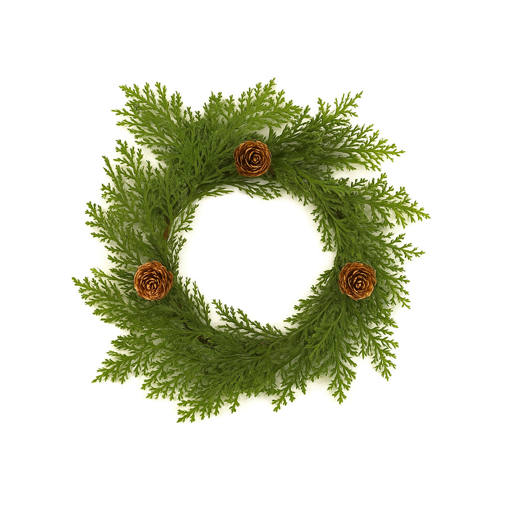 Cedar and Pinecone Candle Ring / Wreath 4″ Inner Diameter Christmas Winter
