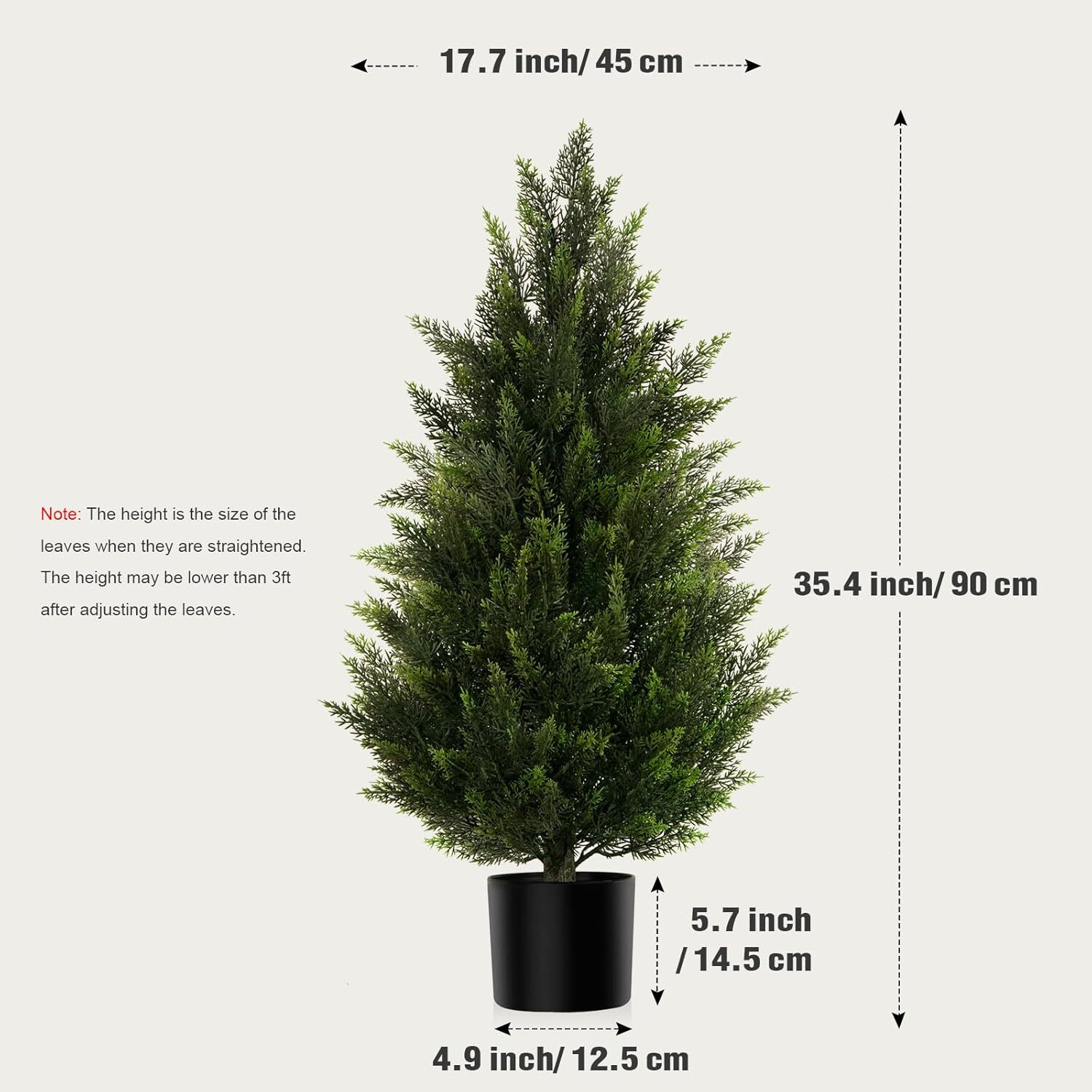 Artificial Fir Tree 3FT Tall 2 Piece Set, Outdoor Indoor Faux Shrub Plant