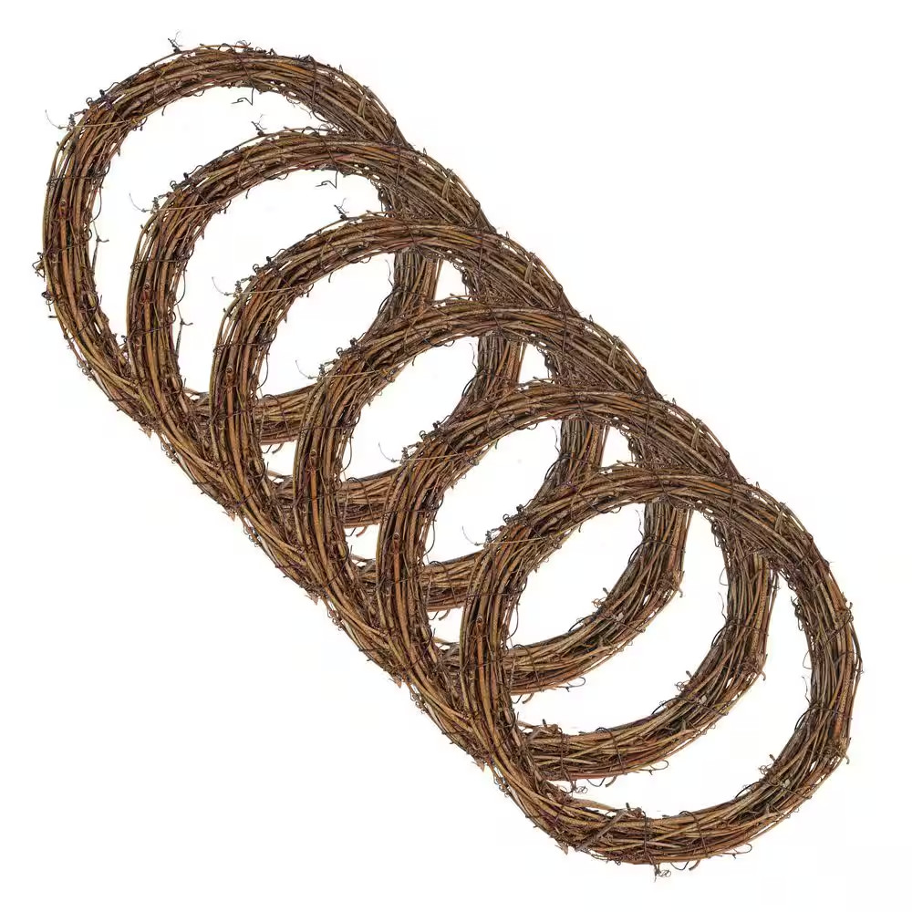 1 In. Natural Vine Wreath Set 8 In. Brown Artificial Plant Type Vine 6 Piece for