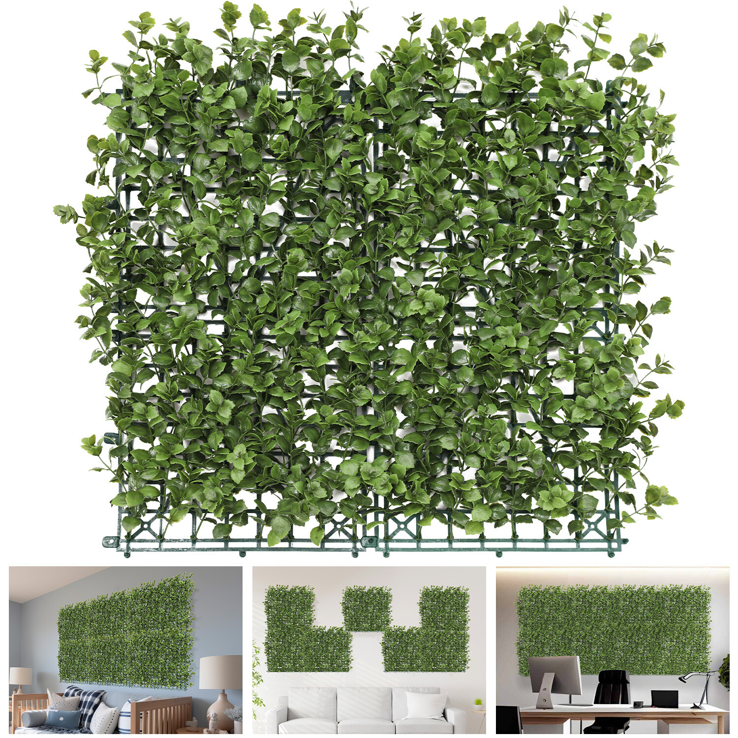 20×20″ Artificial Faux Leaf Olive Reineckea Carnea Fence Screen Wall Decor Panel