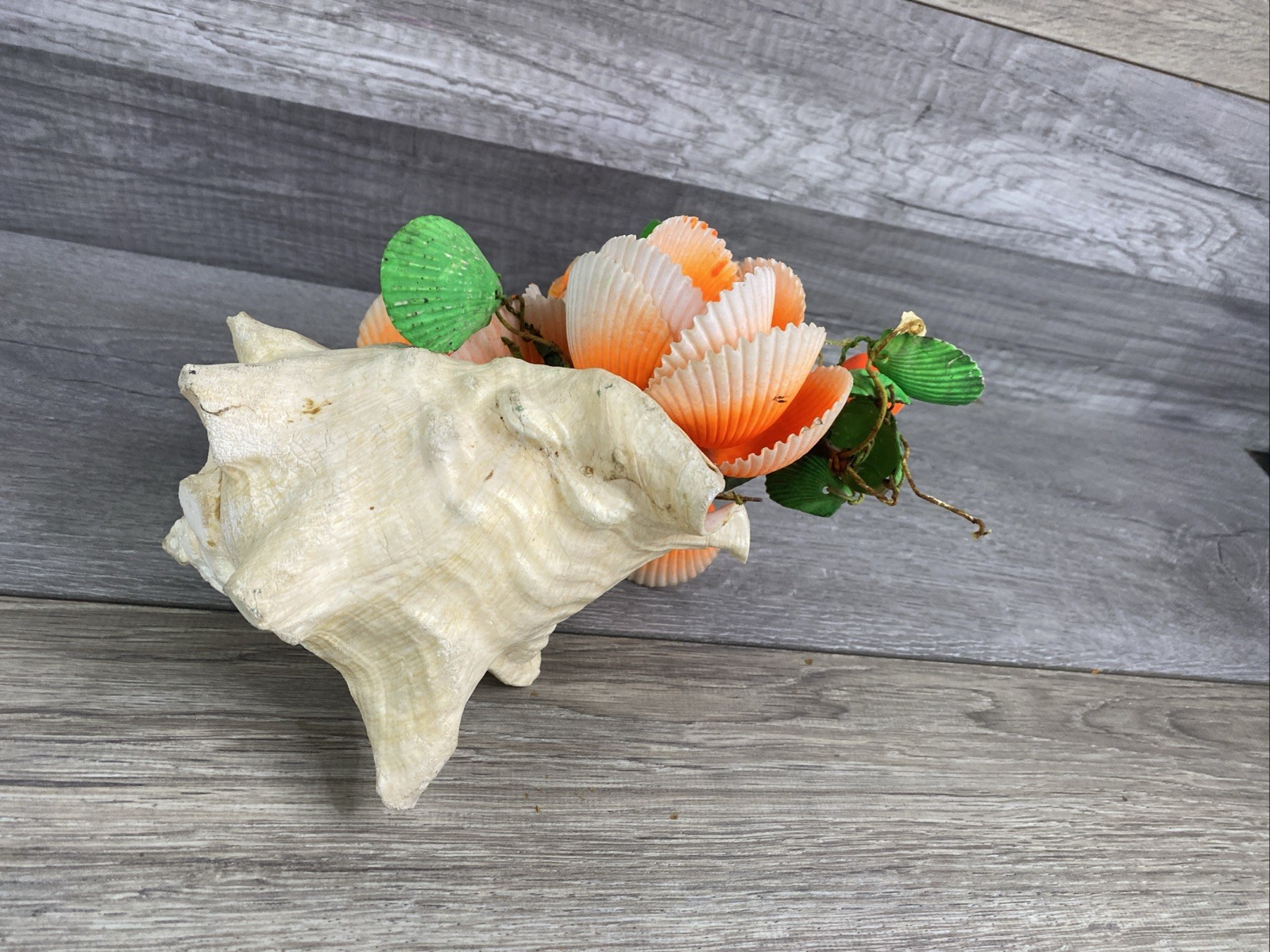 Vintage Seashells Kitschy Flower Bouquet Shell Floral Arrangement