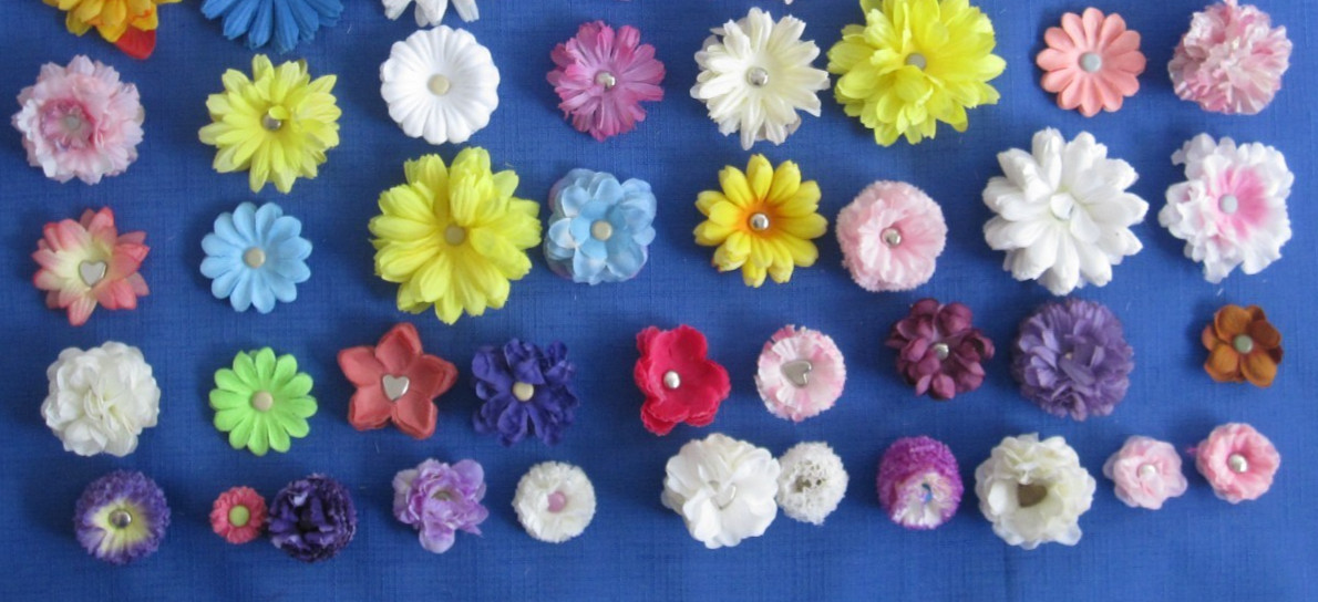 #4 Lot-49 Medium Layers Used Silk Flower Petals .75-3.5″ Brads Multiple Colors