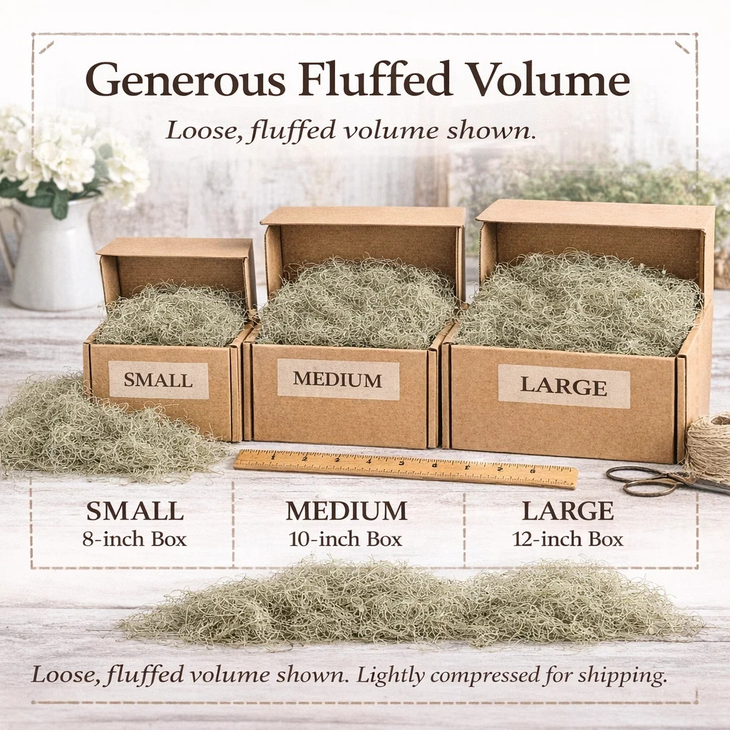 Natural Spanish Moss – Decorative Craft Moss for Planters, Terrariums & Wreaths