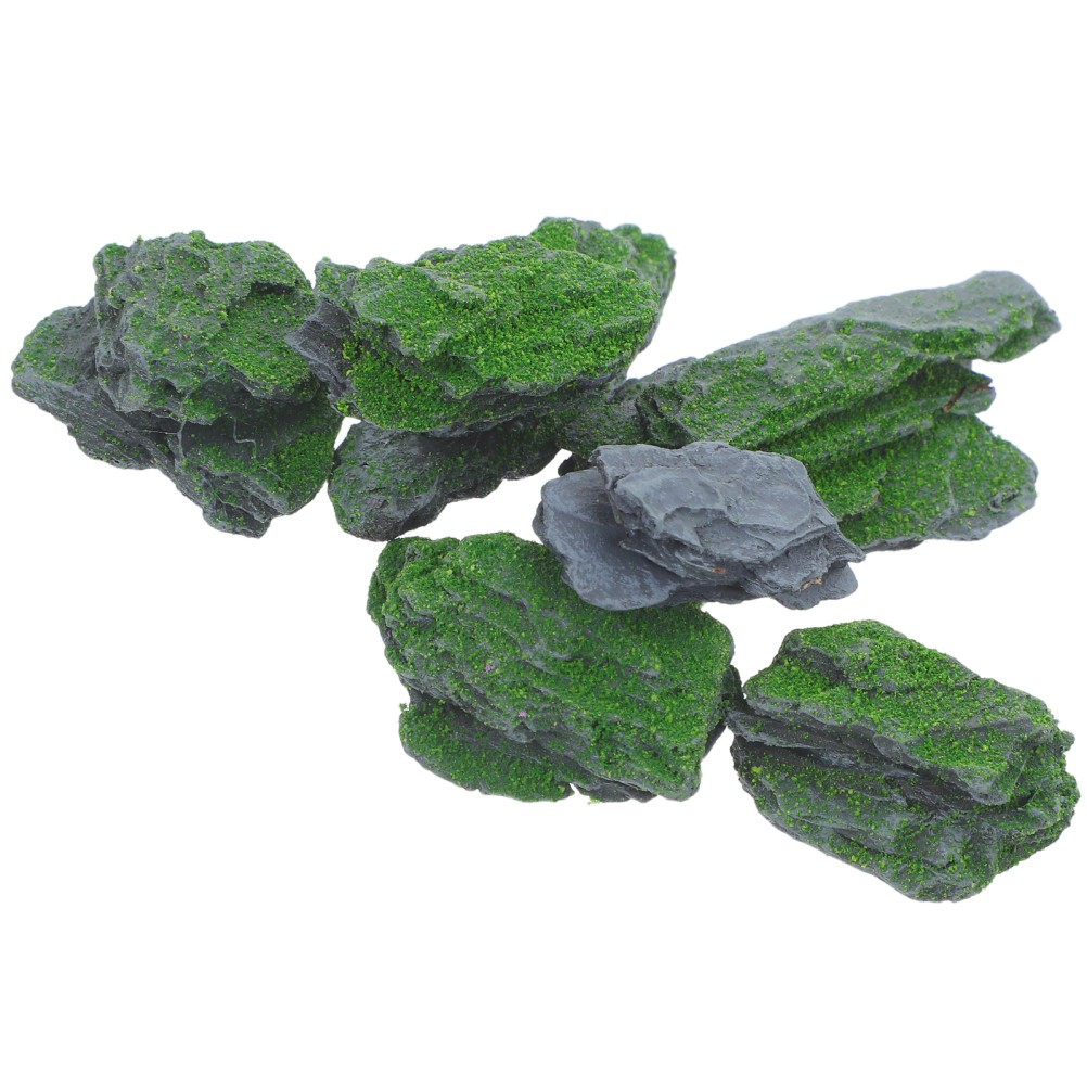 7Pcs Reusable Moss Rocks Grey Resin Artificial Stones for Decorative Use