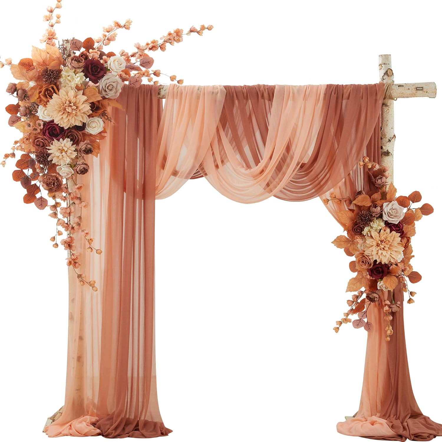 Burnt Orange Wedding Arch Flowers Kit – 4pcs with Draping Fabric