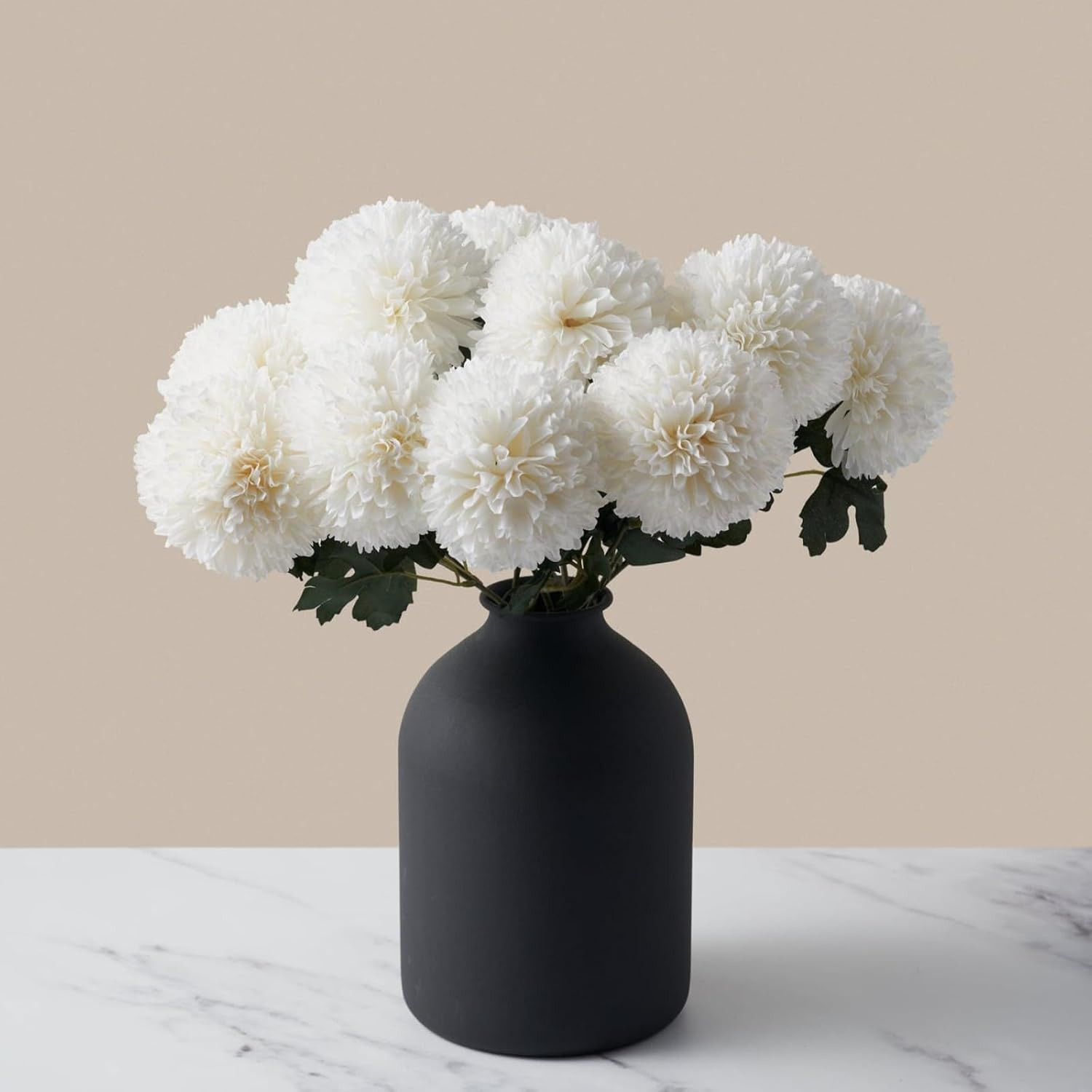 Large Faux Kiku Flower White – 10 Stems, Bulk Silk Flowers For Home Decor Indoor