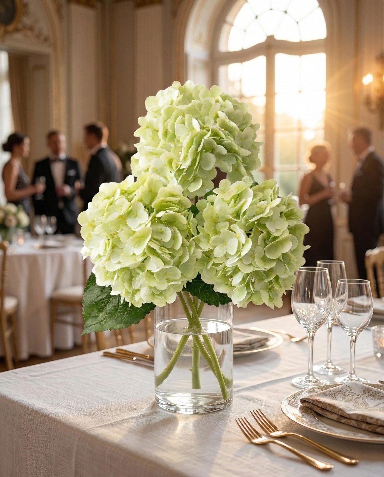 3 Pcs Real Touch Green Hydrangea Artificial Flowers – 20″ Large 3D Latex Ligh…