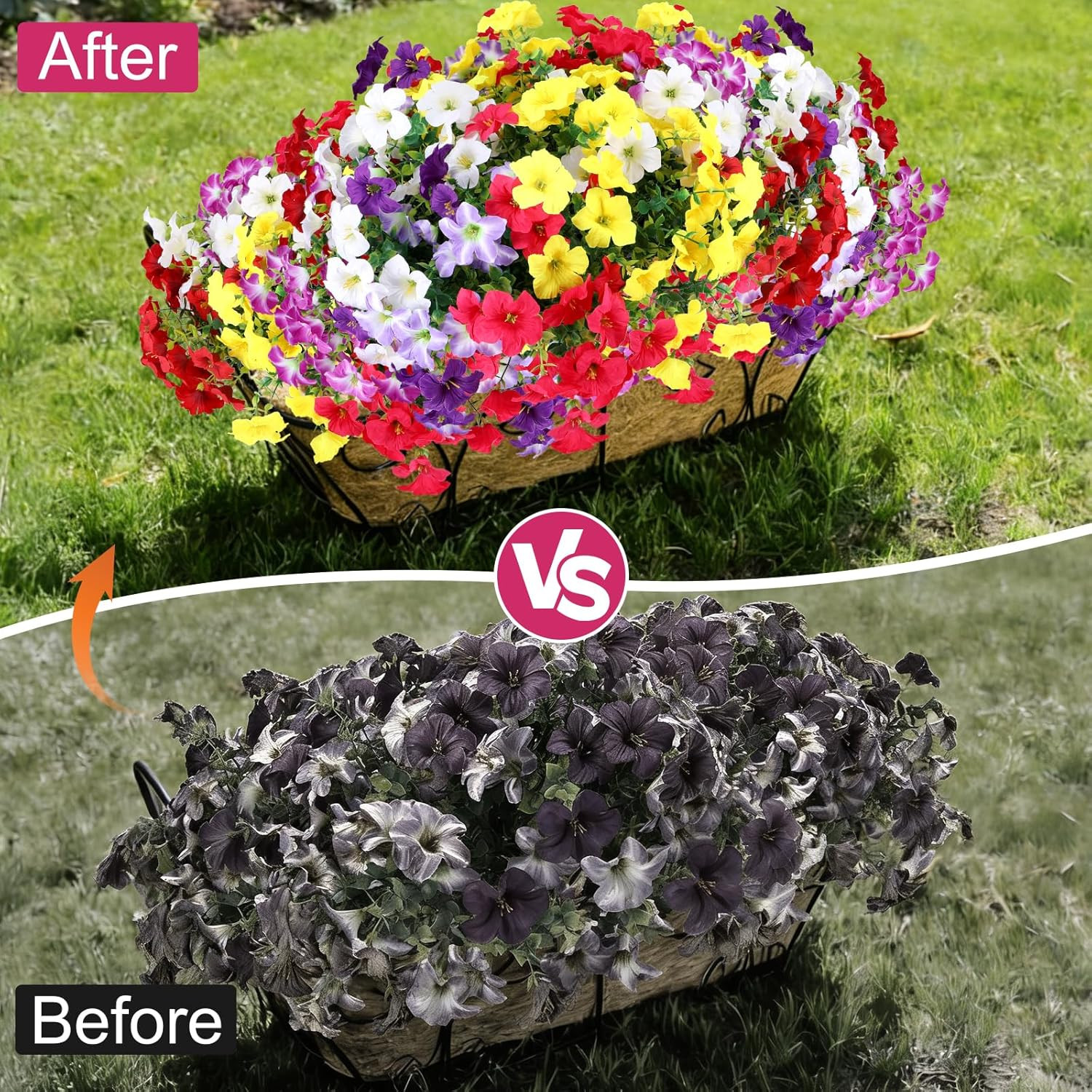 Artificial Flowers Plants for Outdoors, 12 Bundles UV Resistant Fake Small Faux