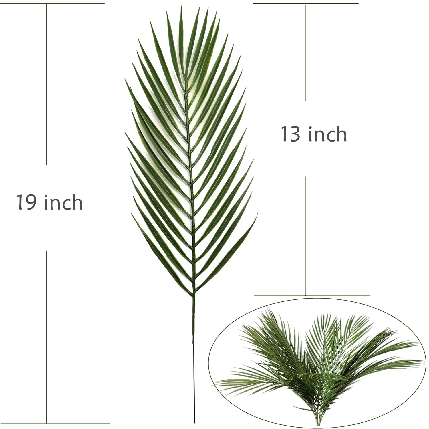 12 Pcs Artificial Palm Branches Palm Leaves with Stem for Party Tree Decor