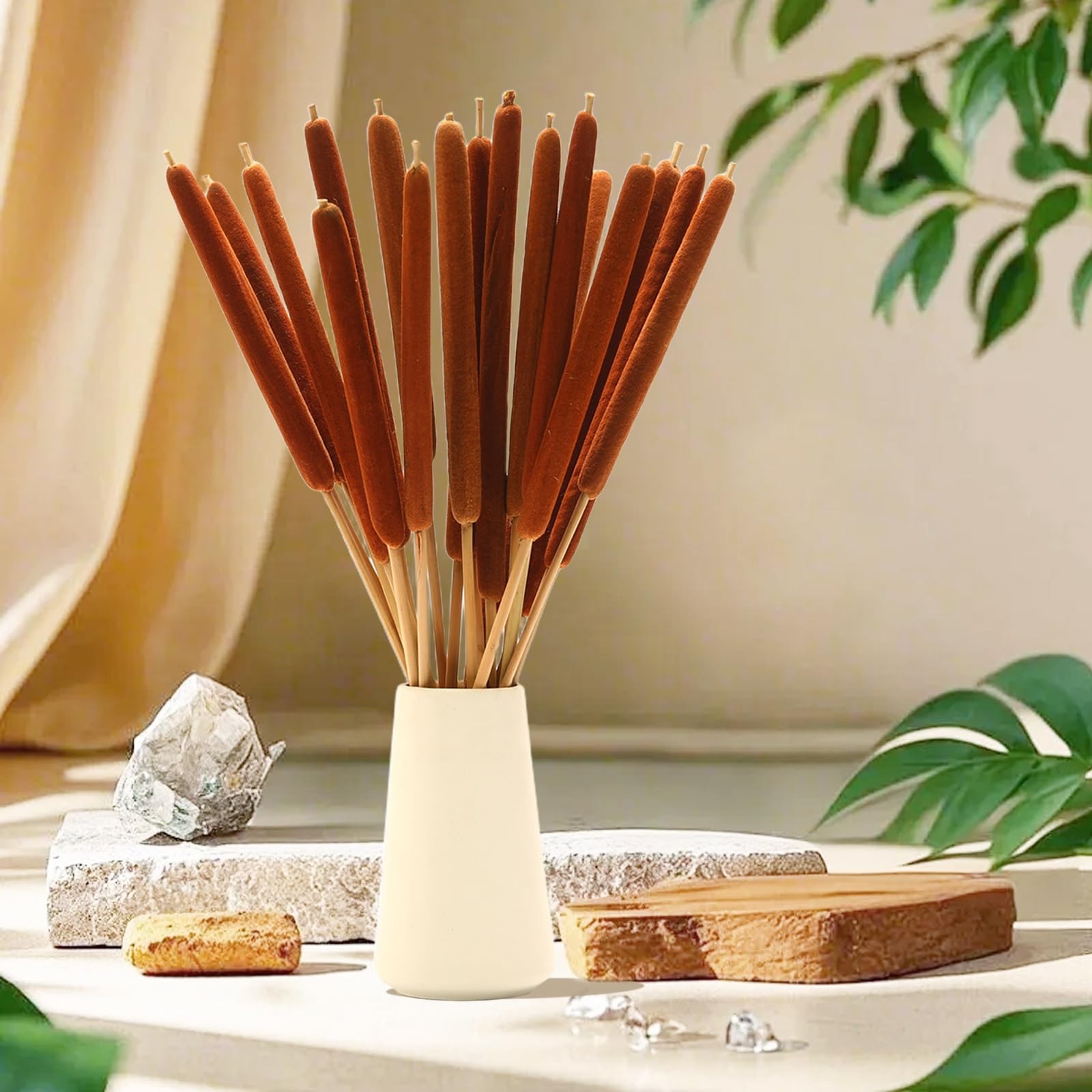 Natural Dried Cattail Flowers 20 PCS Floral Arrangements Fall Decor Brown 17 In