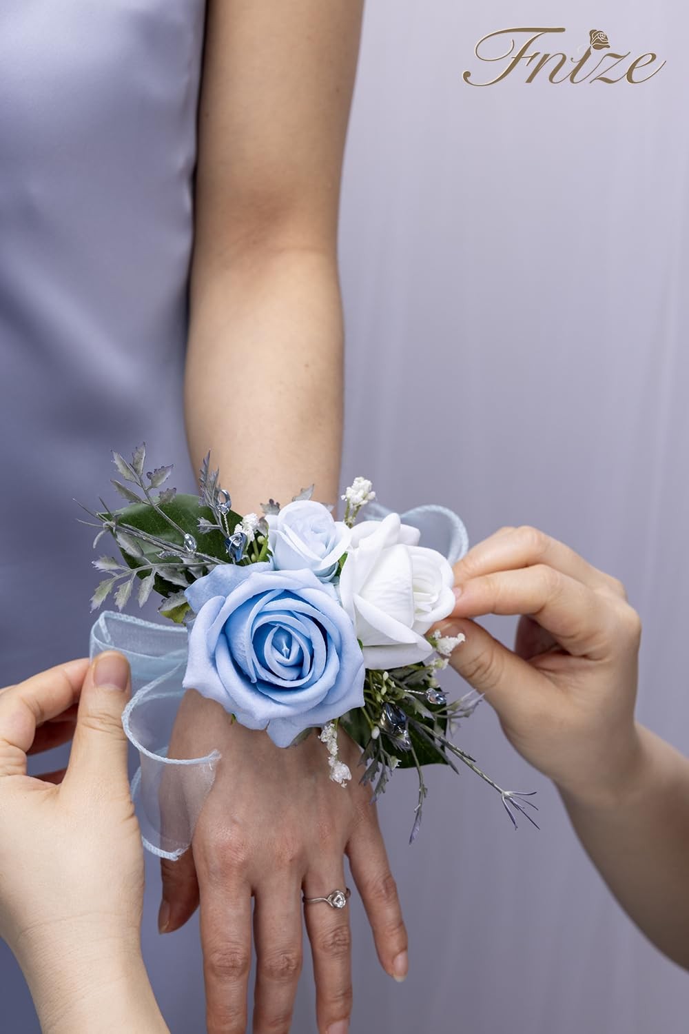 Blue Corsage And Boutonniere Set Wedding Homecoming Prom Artificial Flowers