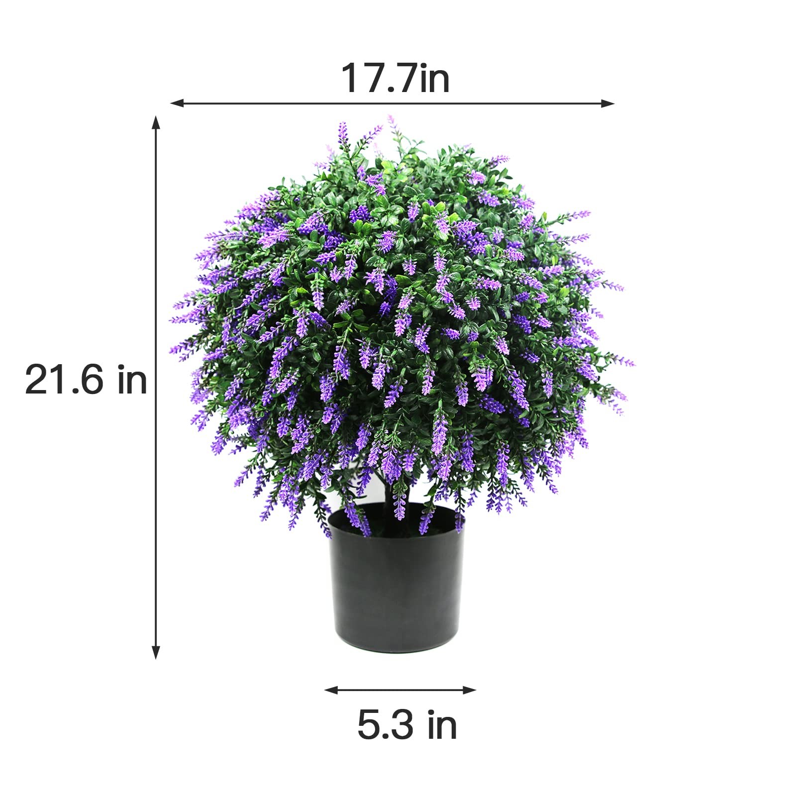 21.6” Tall Artificial Lavender Topiary Ball Tree Set of 2 Pack Potted Bushes …