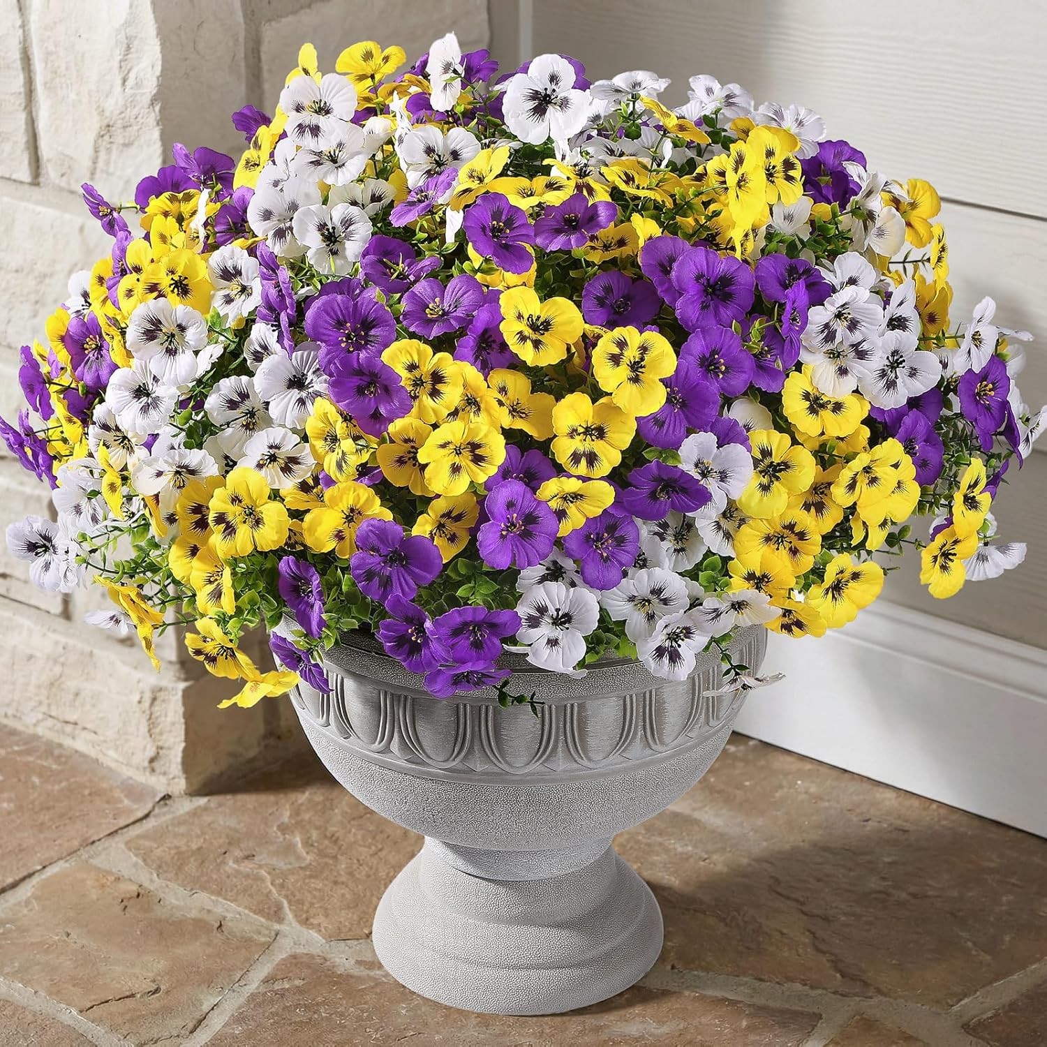 Artificial Spring Flowers for Outdoors Garden Decorations, Fake Flower Bundles