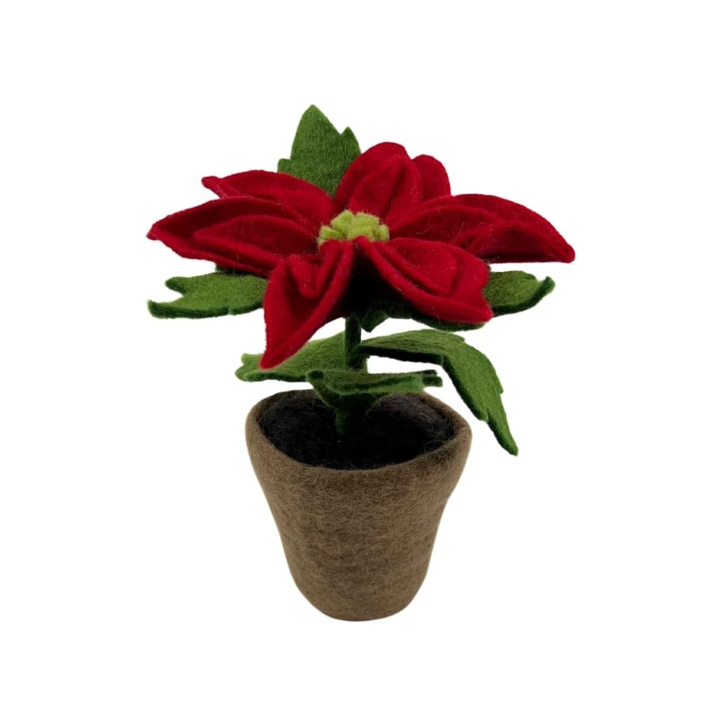 Handmade Felt Flowers for Decoration Felt Flowers (Poinsettia, Red, Large)