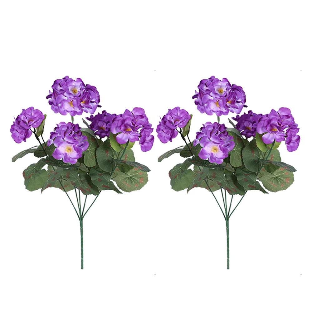 2/4Pcs Artificial Flowers Faux Geranium UV Resistant Fake Flower for Planter Out