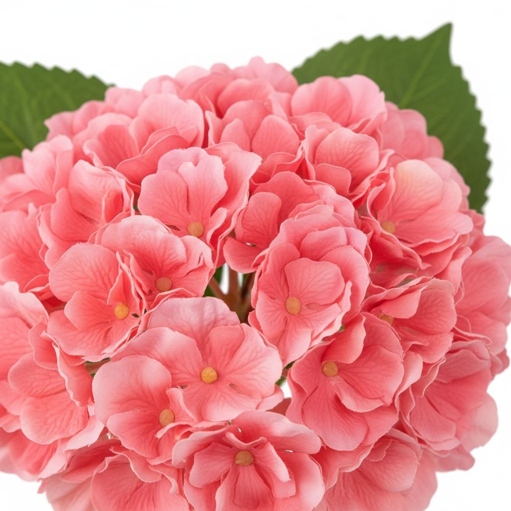 Coral Pink Hydrangea Stem Faux Flower 12 Inch Artificial Hydrangea Bloom 6 Inch