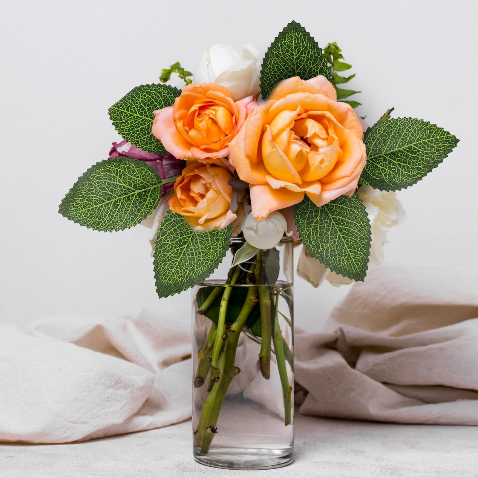 Rose Leaves Artificial Green Leaves for Decoration Fake Flower DIY 20 PCS