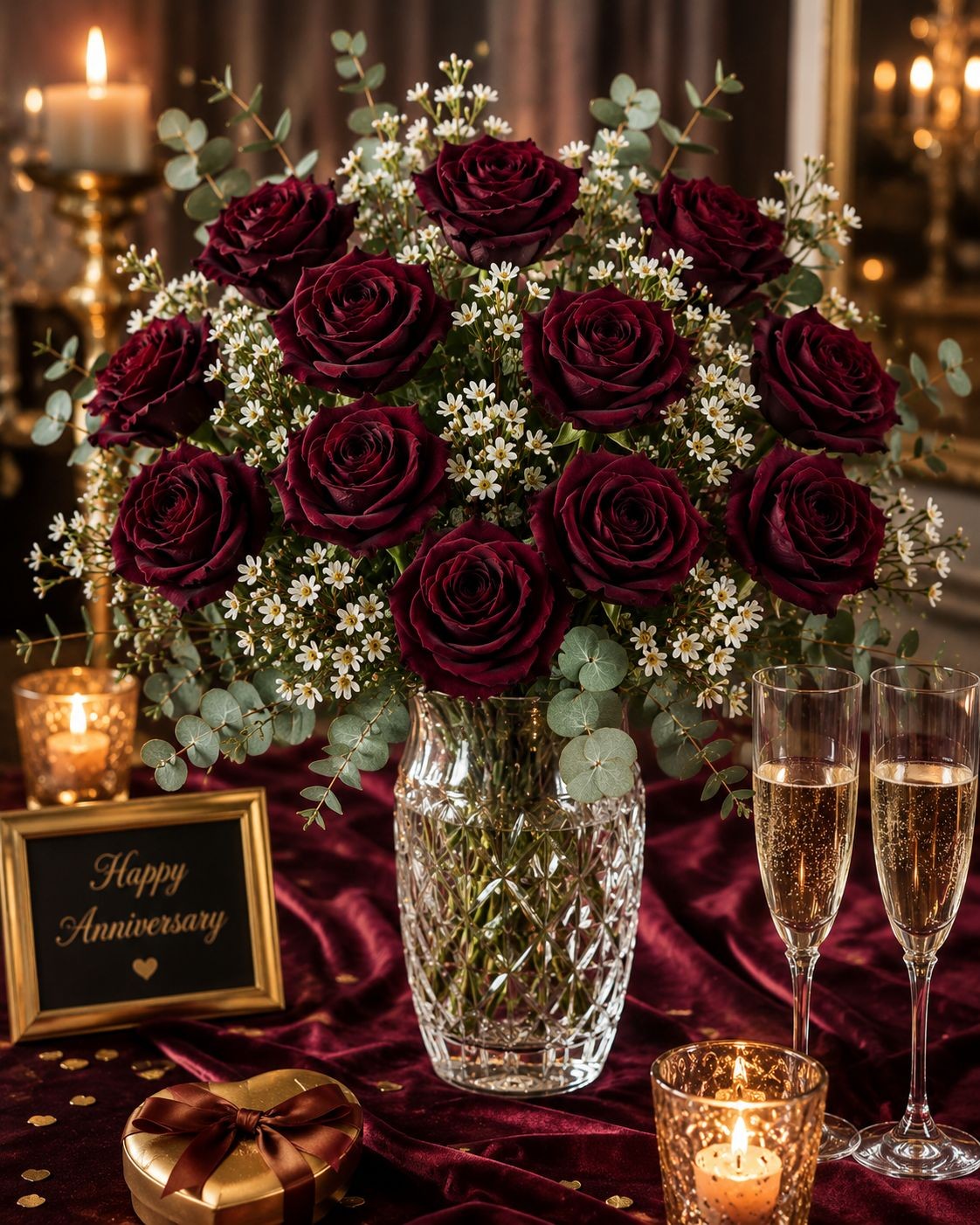 Burgundy Velvet Rose Stems Faux Roses Artificial Flowers Dark Red Roses Gothic D