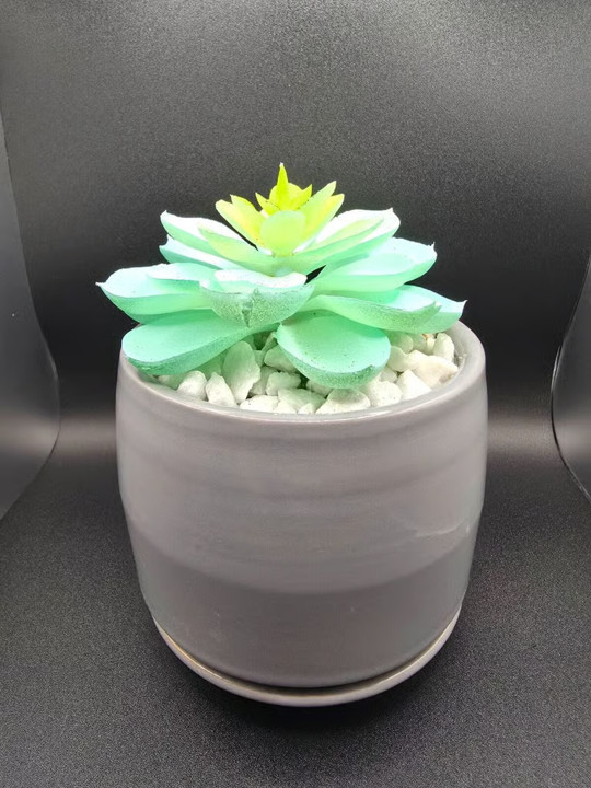 Artificial Succulent Plant Grey Pot Small Faux Desk Home Office Decor