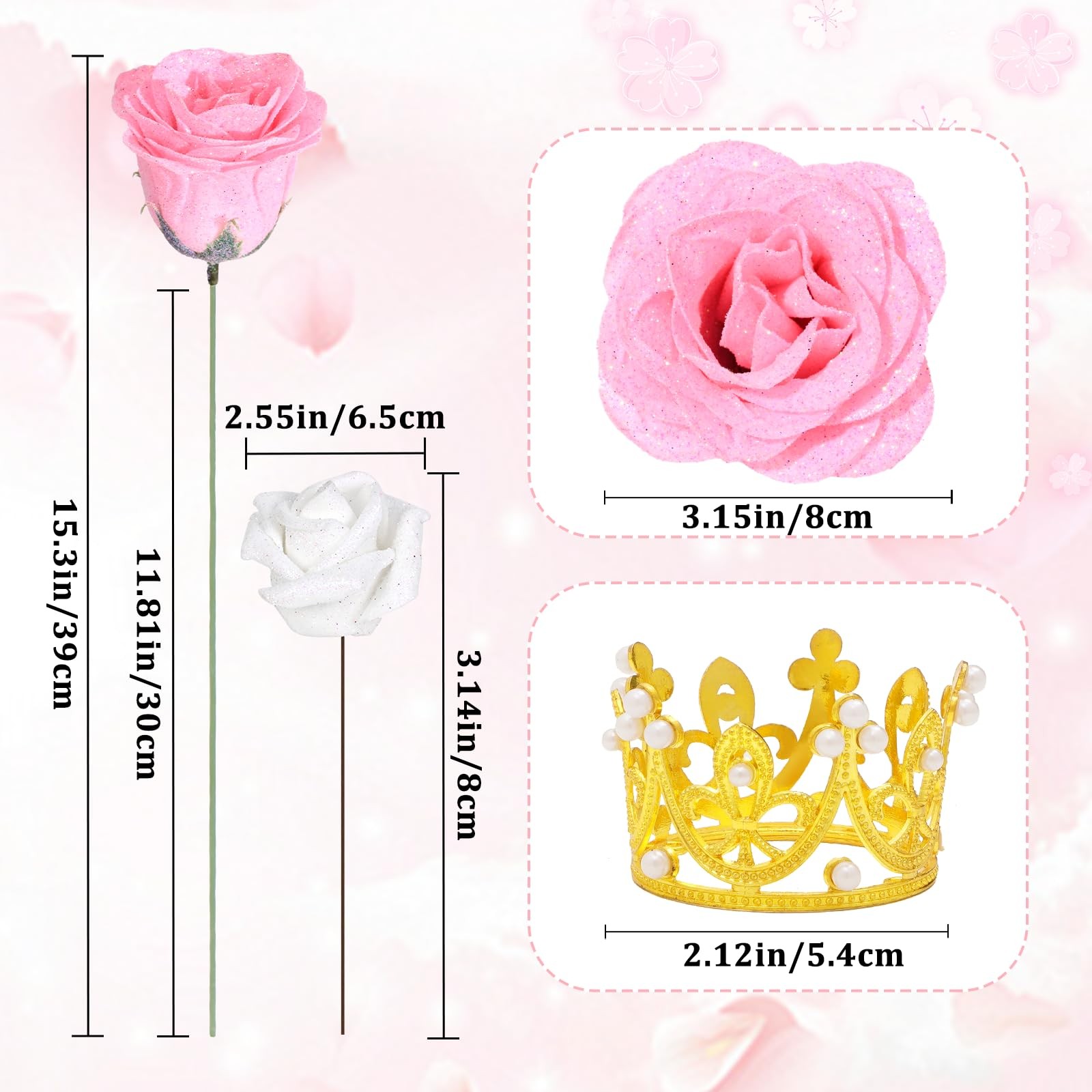 36 Pcs Glitter Roses Bouquet, DIY Fake Flowers Bouquet, Craft the Initials of…