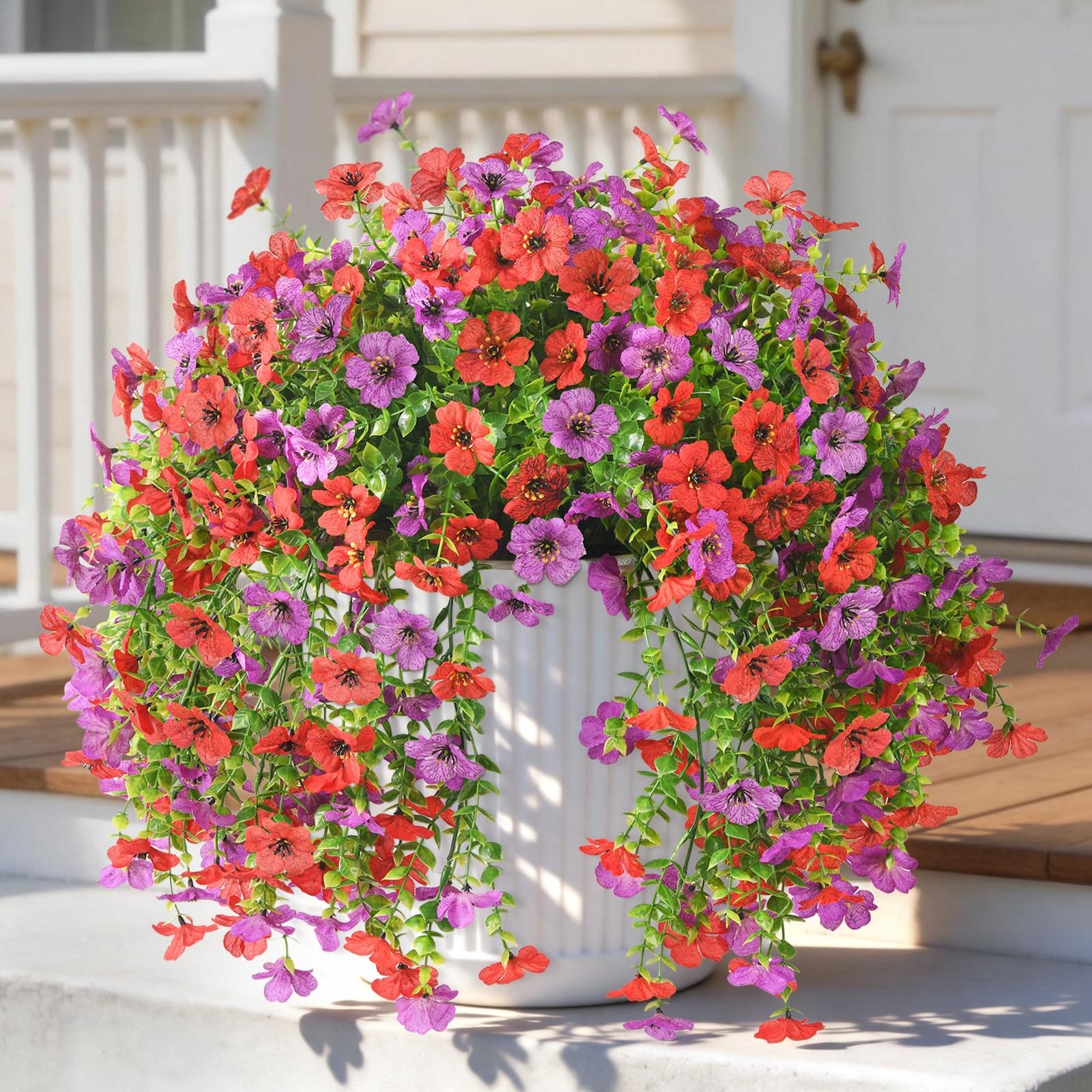 2Pcs Artificial Fake Hanging Flowers for Outdoors UV Resistant Artificial Pla…