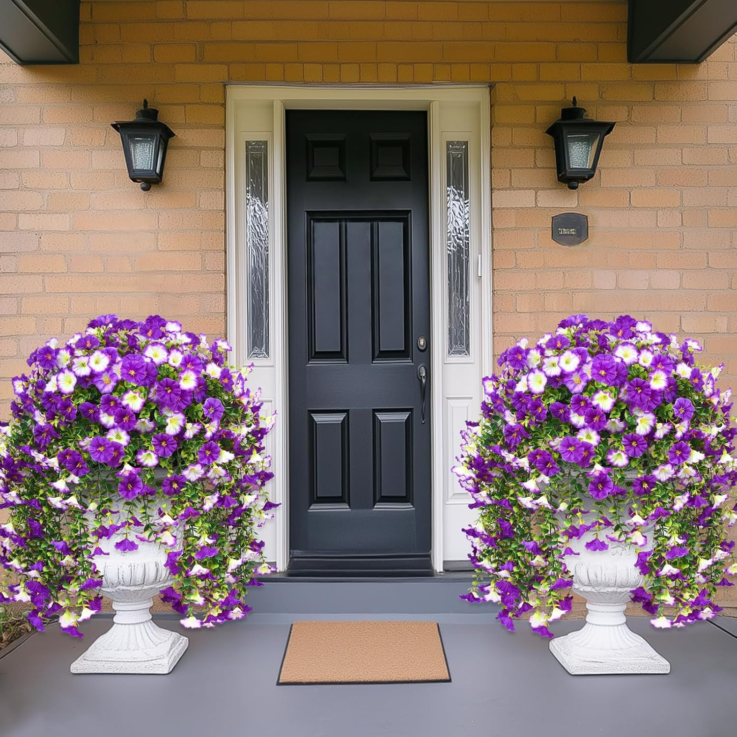 8 Packs Realistic UV Resistant Artificial Hanging Flowers – Mixed Purple