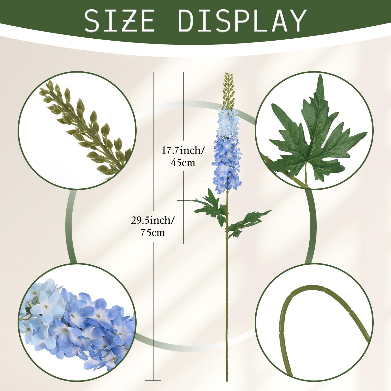 Blue Delphinium Artificial Flowers,6PCS Larkspur Silk Fake Flowers 29.5″ Long…
