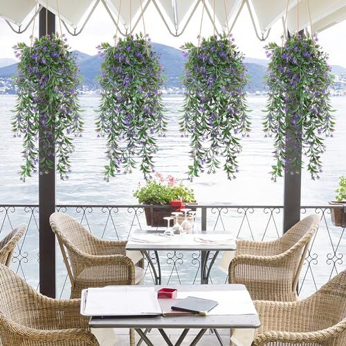 4Pcs Artificial Hanging Plants Fern Vine, Faux Plastic Plants Fake Ivy Vine