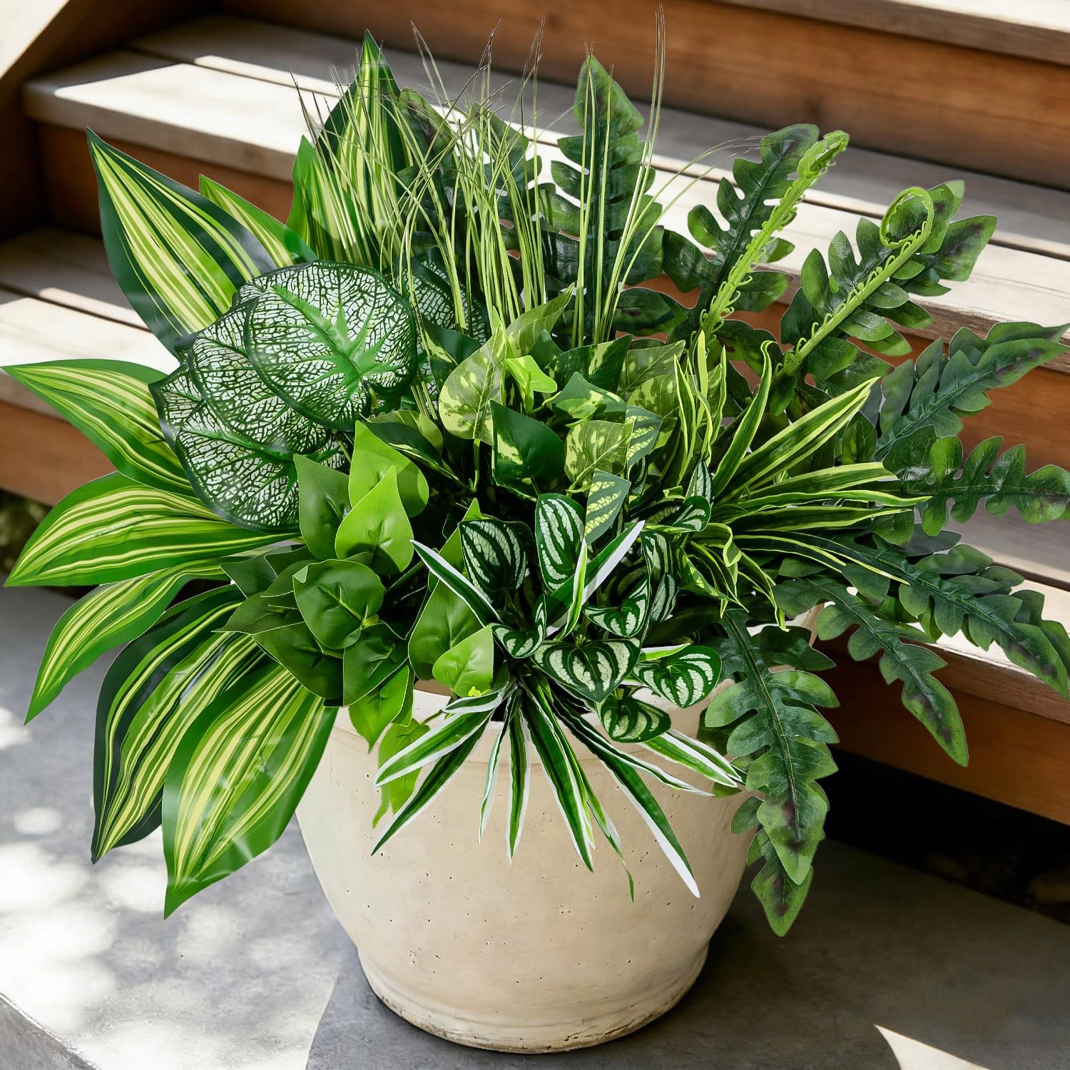 12 Bundles Large Outdoor Artificial Plants UV Resistant Fake Greenery Stems F…