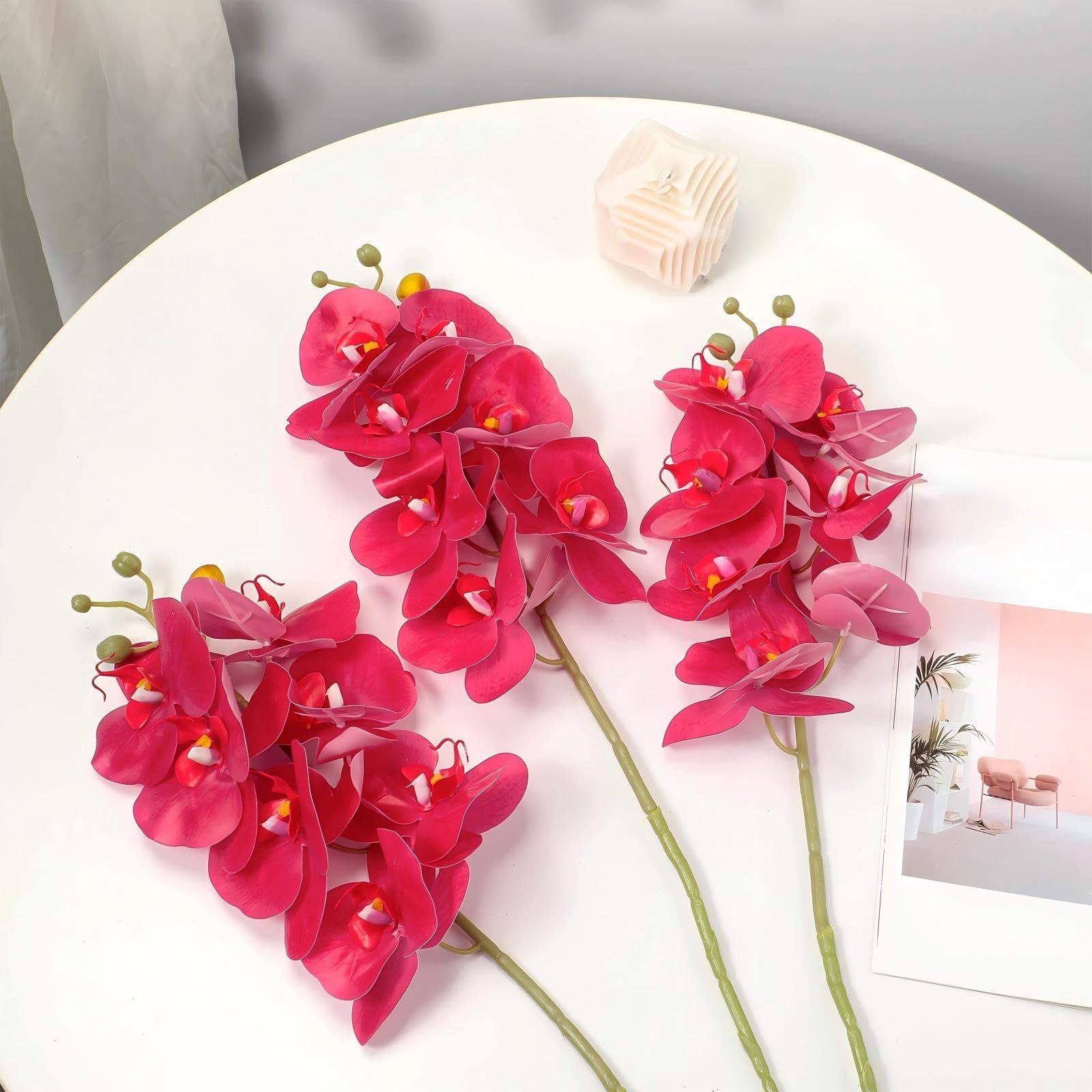 32 Inch Artificial Orchid with 4 Bundles Leaves – Silk Phalaenopsis, Faux Orc…