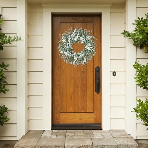 Artificial Greenery Leaves Wreath for Front Door 22 Inch Greenery Lambs Ear