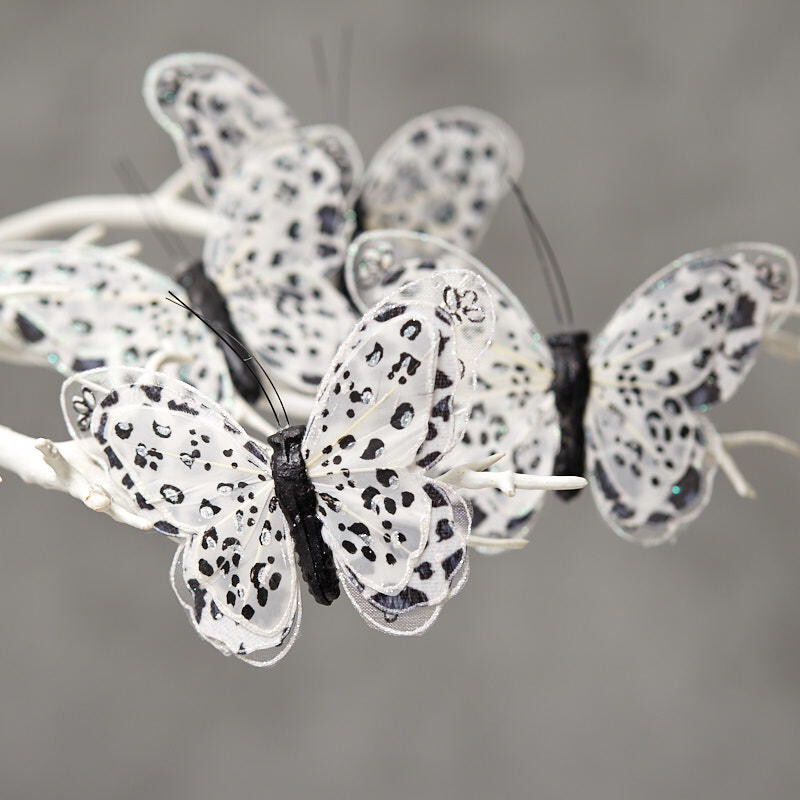 Bulk Pack of 12 Leopard Print Artificial 5″ Butterflies with Alligator Clips